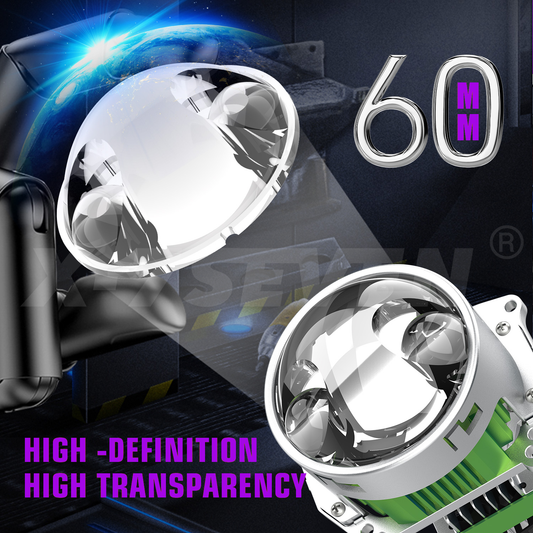 X-7SEVEN A02 3'' Bi-LED Projector Lens Customizable Lighting Assembly H4 H7 Universal Auto Headlight Upgrade