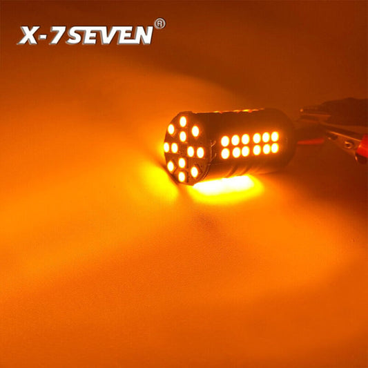 X-7SEVEN 300% Brighter X-Power Series 65W 6500LM 12V 24V 3156 7440 T20 T25 1156 3157 Amber LED Turn Signal Bulbs