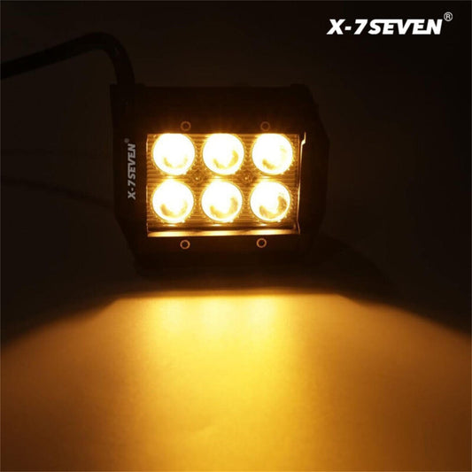 X-7SEVEN 4 Inch 18W Amber Flood Beam Spot Beam Led Work Light - WLXCL02