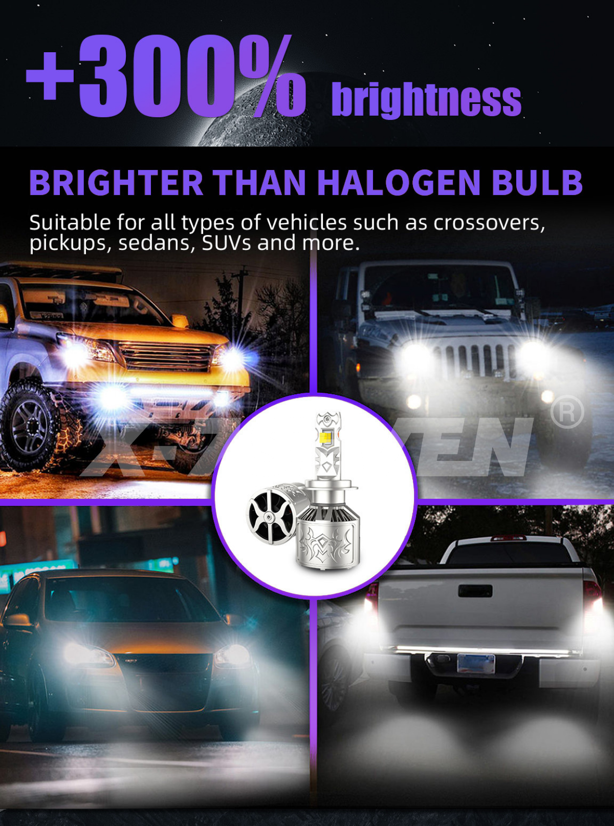 X-7SEVEN OEM 2026 New Launched X-Sirius Series 260W 70000LM High Power HB3 HB4 H4 H7 LED Headlight