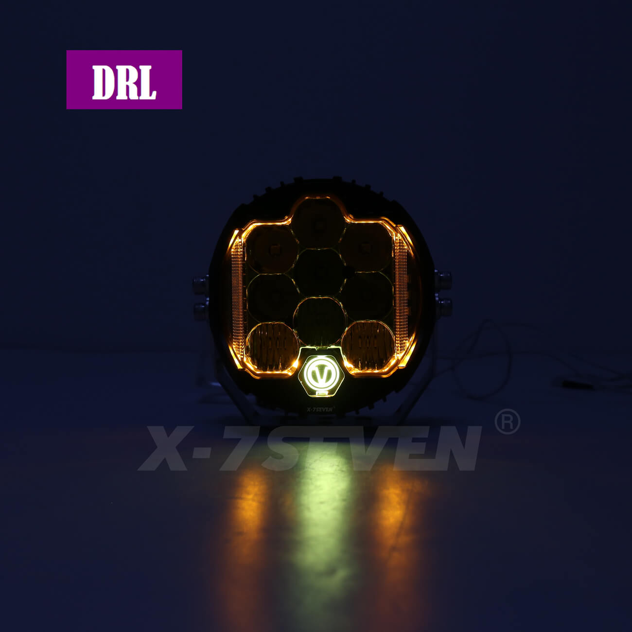 X-7SEVEN 5 Inch 50W 5000LM High Power Side Shoot Combo Beam Round Yellow Led Driving Light With DRL - DLX0023