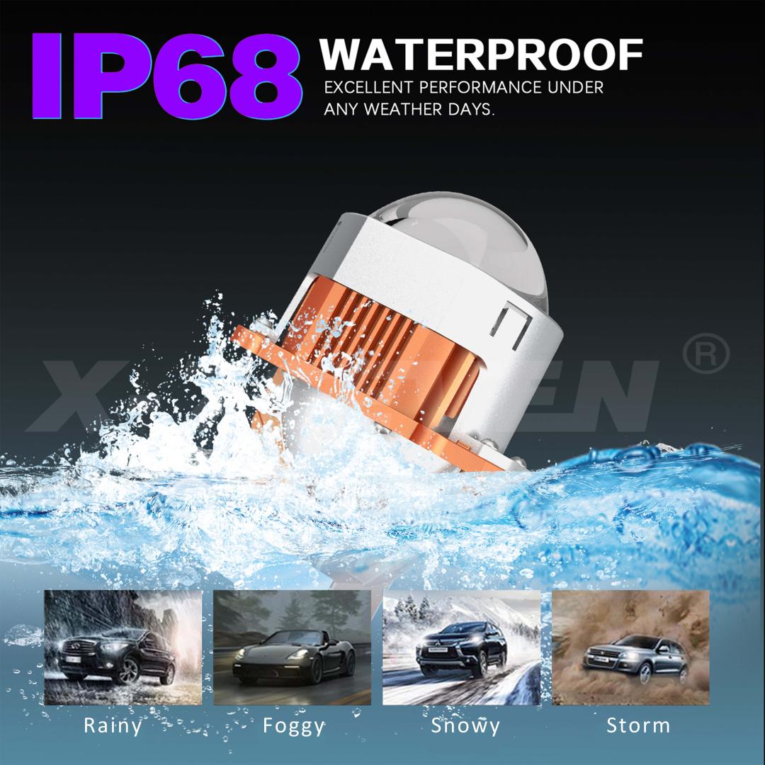 X-7SEVEN A100 Bi-LED Projector Lens 3.0 Inch Super Bright Dual Beam Headlight Upgrade Kit for Auto Car Lighting