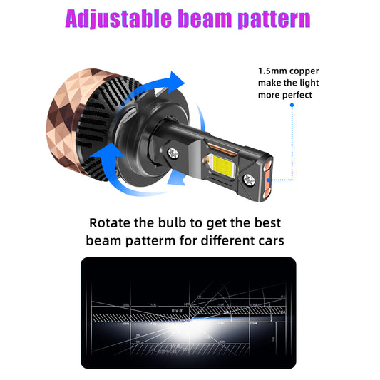 X-7SEVEN OEM Super Bright X-Apollo Rose Series 220W 50000LM H7 H11 H4 Led Headlights H8 H9 H11 Headlamp Auto Lighting System