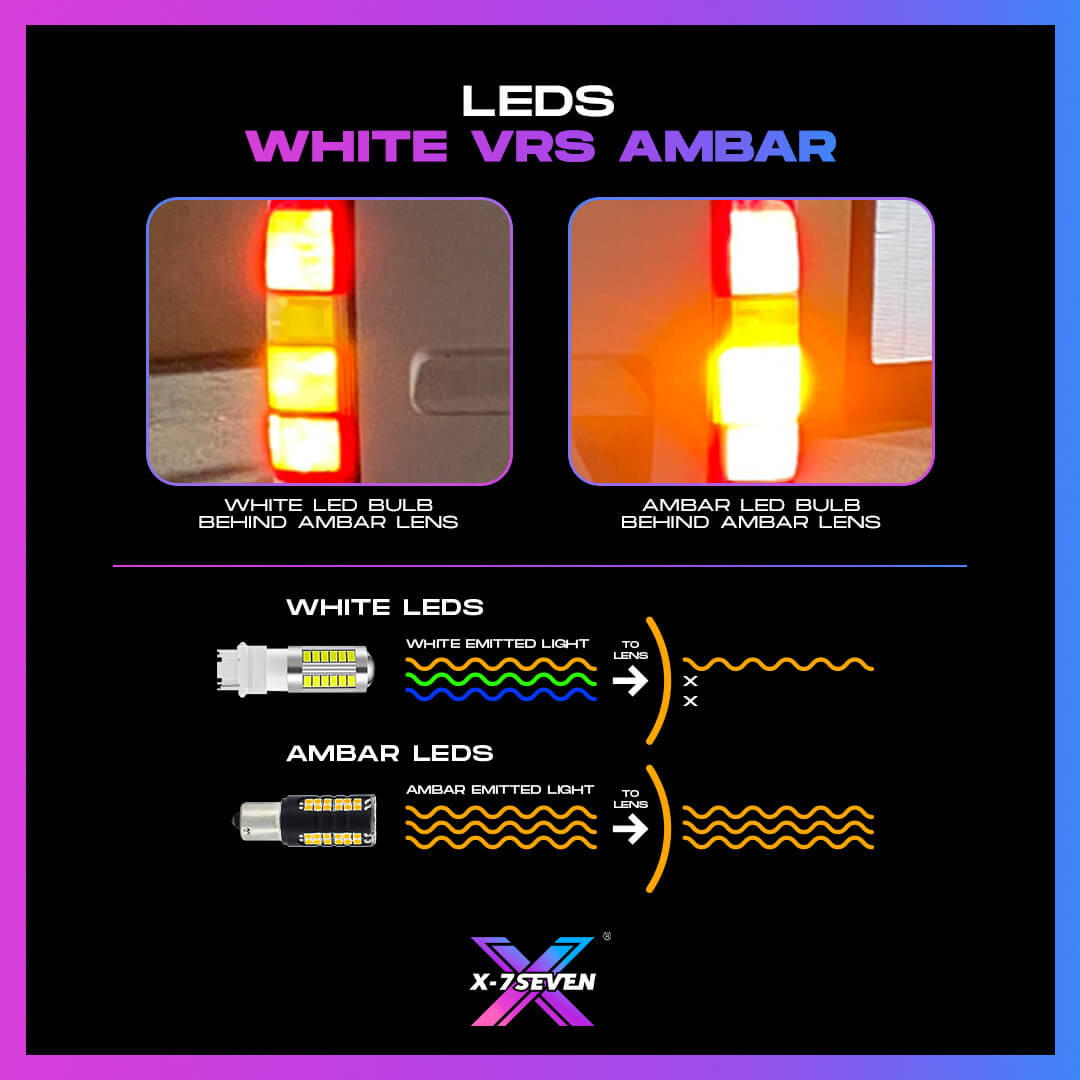X-7SEVEN 300% Brighter X-Power Series 65W 6500LM 12V 24V 3156 7440 T20 T25 1156 3157 Amber LED Turn Signal Bulbs