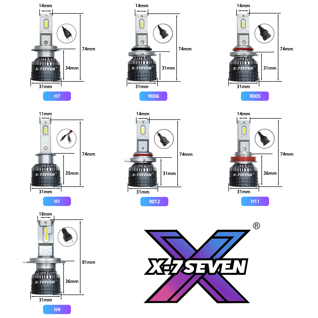 X-7SEVEN Premium Quality X-Zeus Pro Series 170W 35000LM H4 H7 H1