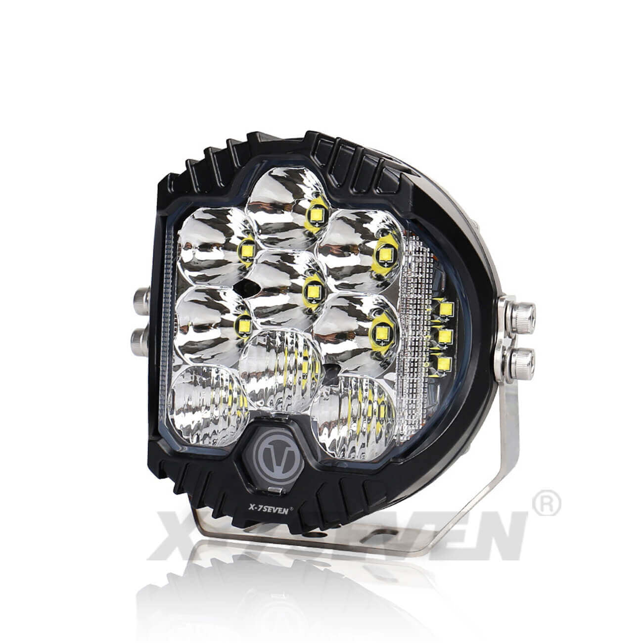 X-7SEVEN 7 Inch 80W 8000LM High Power Side Shoot Combo Beam Round White Led Driving Light With DRL - DLX0024