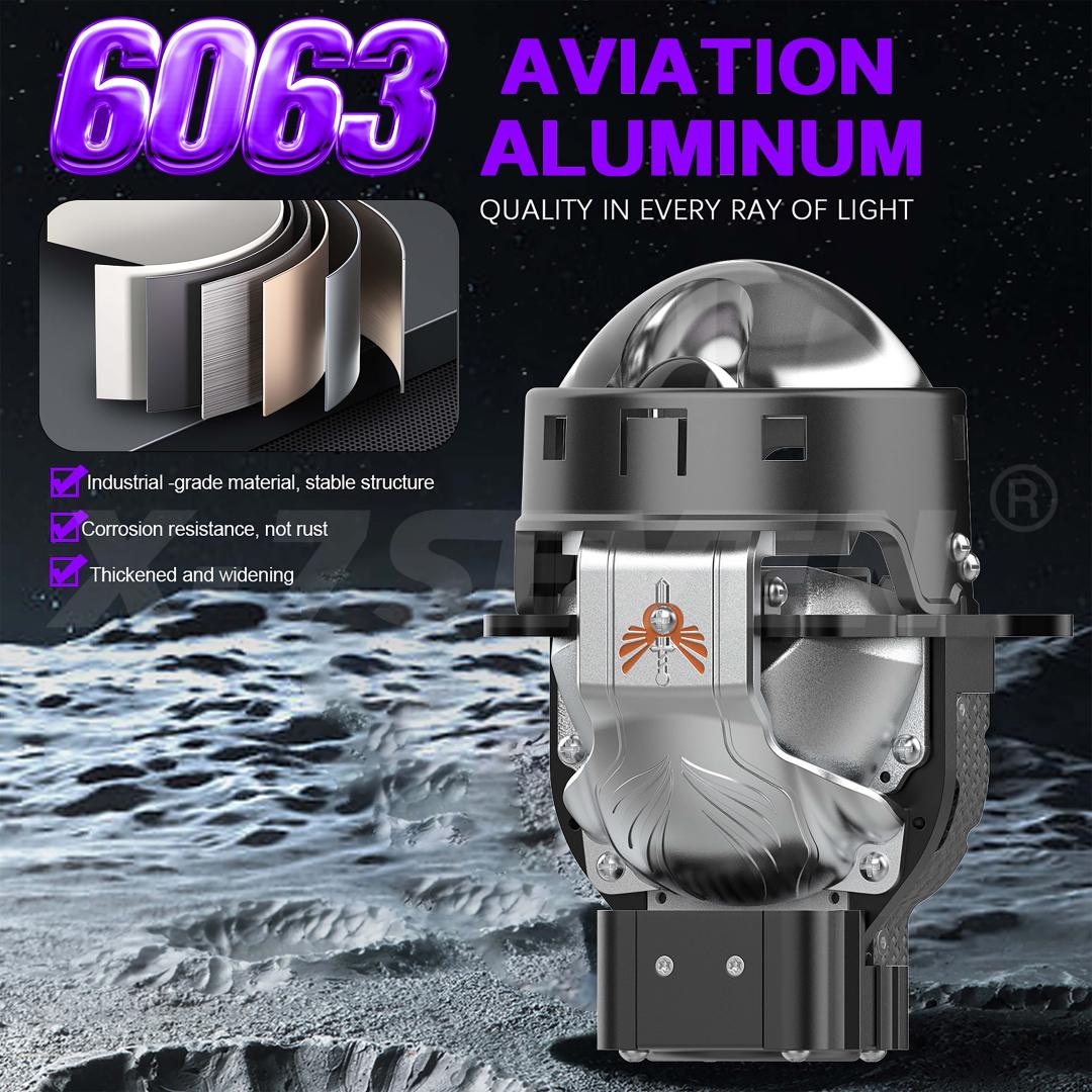 X-7SEVEN A03 12V Bi-LED Projector Lens 3'' Auto Vehicle Headlight Upgrade Kit with Canbus Decoder