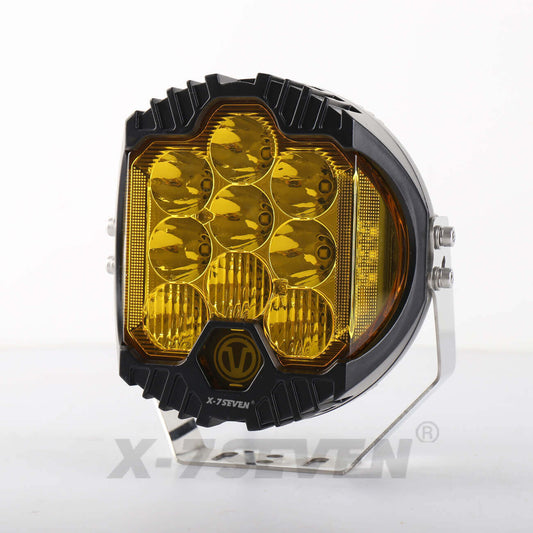 X-7SEVEN 7 Inch 80W 8000LM High Power Side Shoot Combo Beam Round Yellow Led Driving Light With DRL - DLX0025