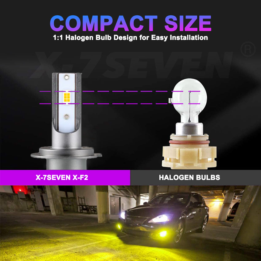 X-7SEVEN Auto Lighting System X-F2 3000K Series LED Headlight Bulbs Car LED Head Lamp Canbus 75W 7500lm LED 9005 H11 Fog Lights