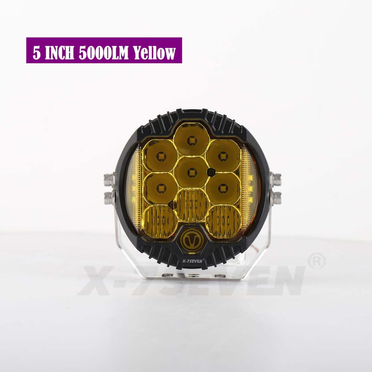 X-7SEVEN 5 Inch 50W 5000LM High Power Side Shoot Combo Beam Round Yellow Led Driving Light With DRL - DLX0023