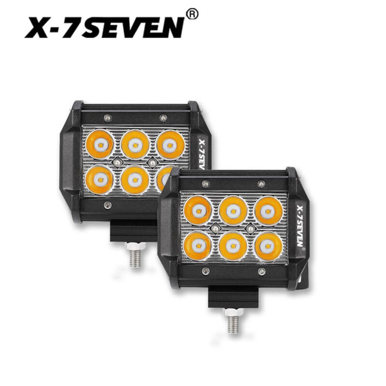 X-7SEVEN 4 Inch 18W Amber Flood Beam Spot Beam Led Work Light - WLXCL02