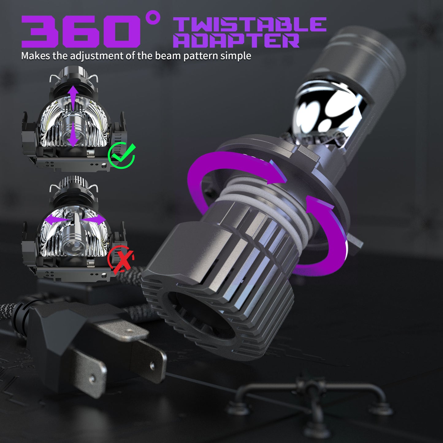 X-7SEVEN H4 Hi/Lo Beam X-Lumino Pro Series 120W 12000LM LHD RHD H4 Mini Bi-LED Projector Lens for Car and Motorcycle