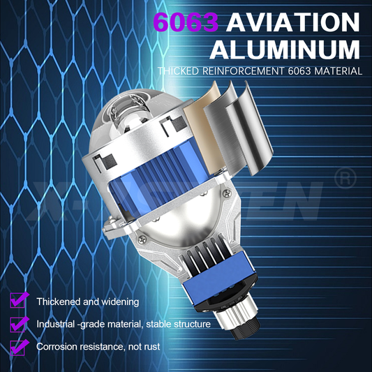 X-7SEVEN A01 High Output 3 Inch Bi-LED Projector Lens Driving Light Headlamp System for Modified Vehicles