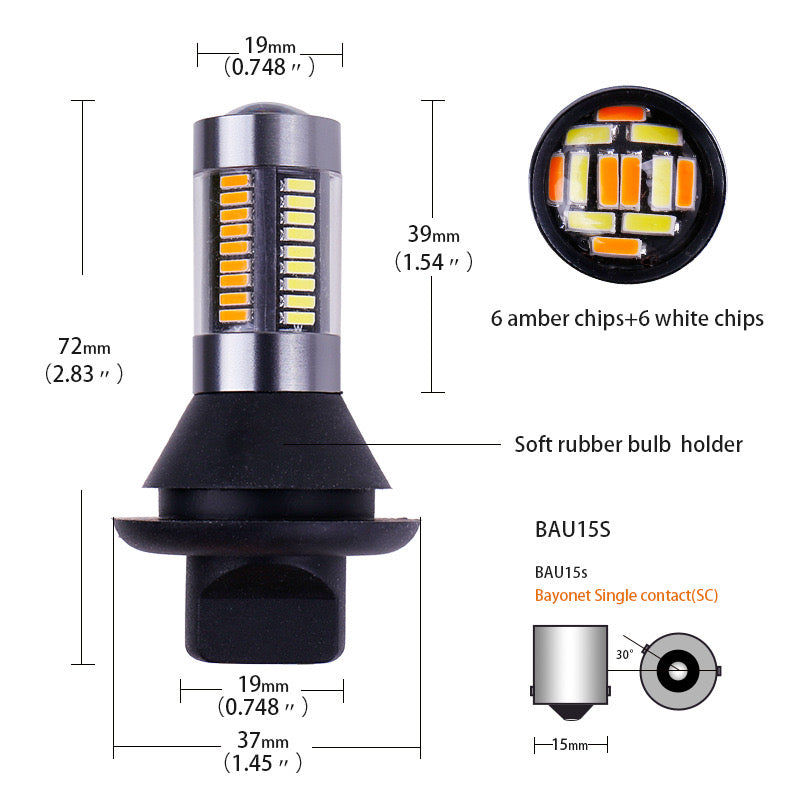 X-7SEVEN Dual Color X-L06 Series 60W 3156 7440 7443 1156 T20 Amber/White Switchback Turn Signal Bulb Universal Fit