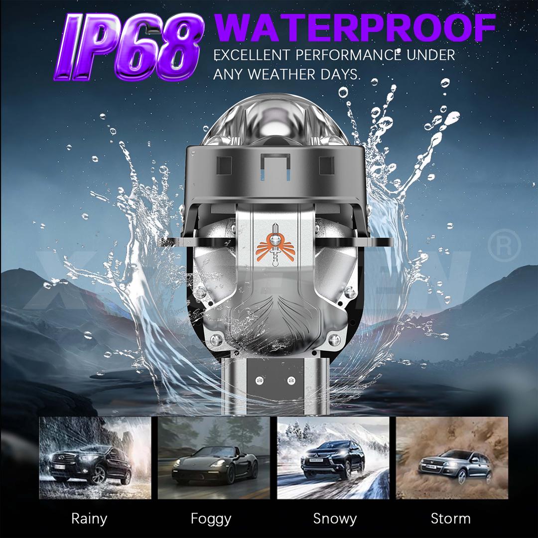 X-7SEVEN A03 12V Bi-LED Projector Lens 3'' Auto Vehicle Headlight Upgrade Kit with Canbus Decoder