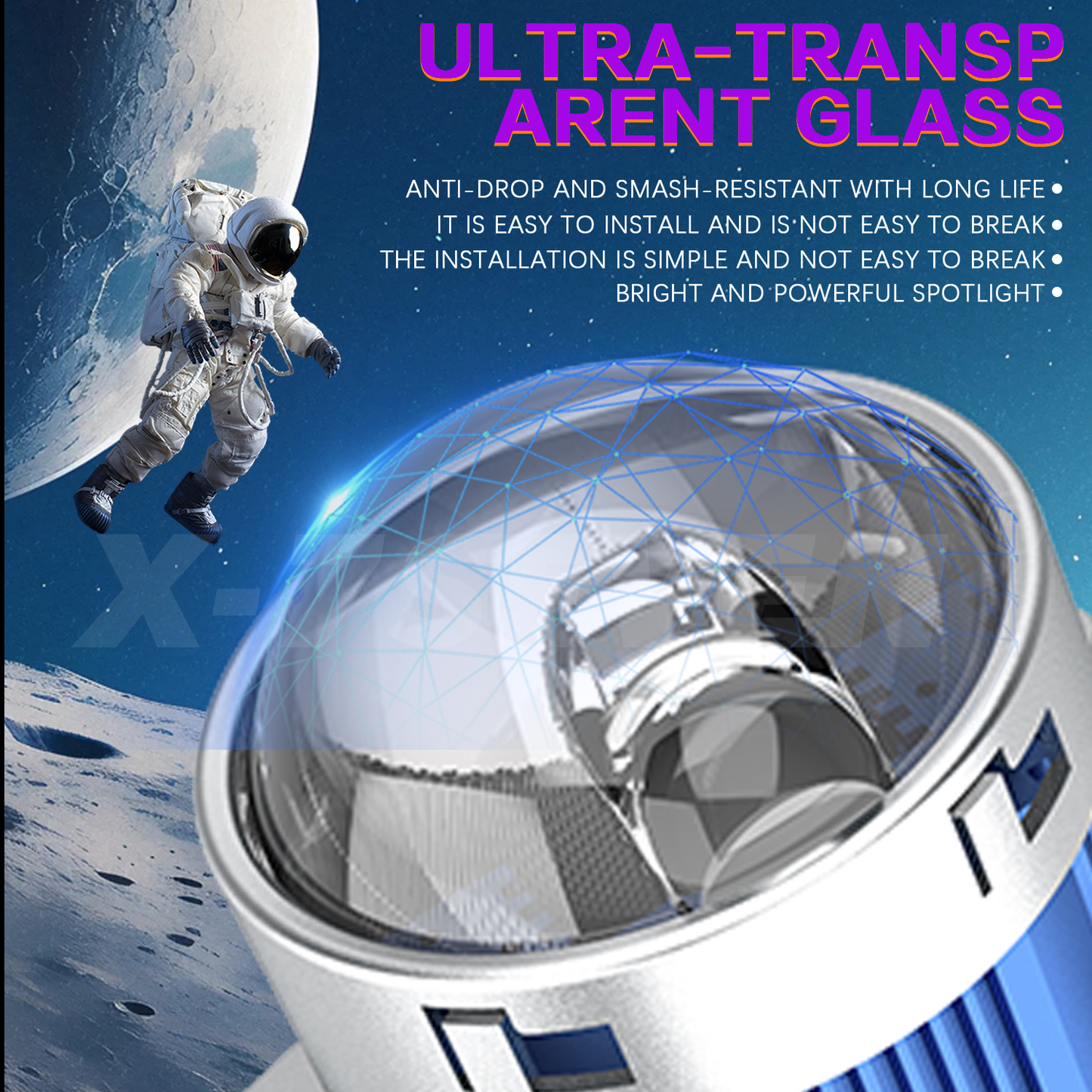 X-7SEVEN A01 High Output 3 Inch Bi-LED Projector Lens Driving Light Headlamp System for Modified Vehicles