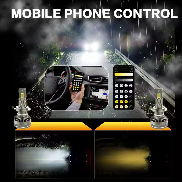 X-7SEVEN Customized APP Control LED X-Magic Series Super Bright 150W H4 Hi/Low Beam for Car Dual Colors Flash Led Car Headlight