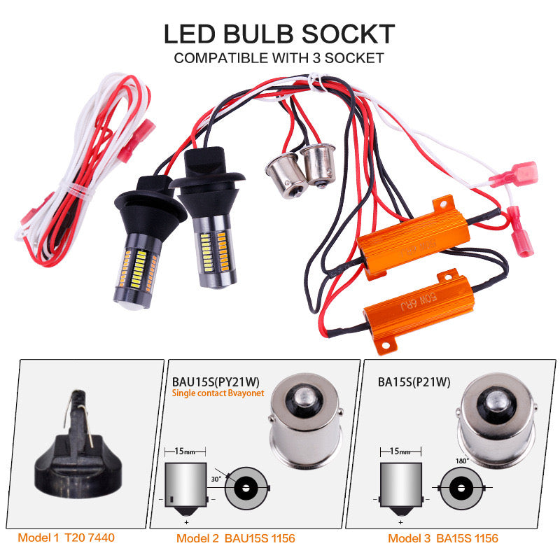 X-7SEVEN Dual Color X-L06 Series 60W 3156 7440 7443 1156 T20 Amber/White Switchback Turn Signal Bulb Universal Fit