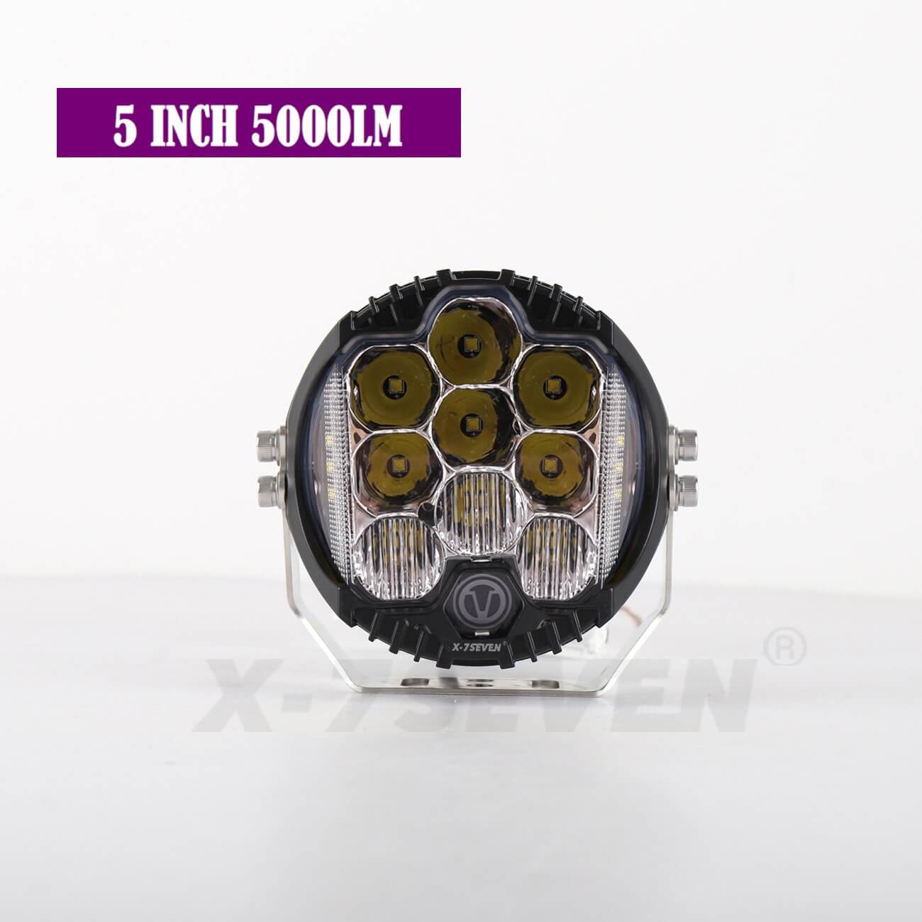 X-7SEVEN 5 Inch 50W 5000LM High Power Side Shoot Combo Beam Round White Led Driving Light With DRL - DLX0022