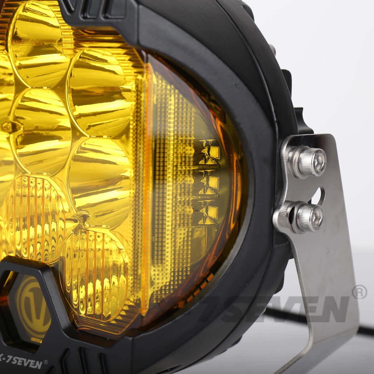 X-7SEVEN 7 Inch 80W 8000LM High Power Side Shoot Combo Beam Round Yellow Led Driving Light With DRL - DLX0025