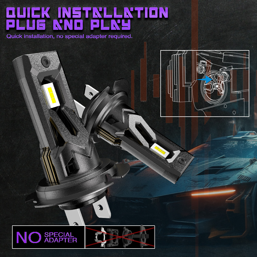 X-7SEVEN Plug & Play X-NOVA Series 70W 15000LM 1:1 Mini Size H4 H7 H11 9005 HB3 HB4 9006 9012 HIR2 LED DRL Fog Light 12V Headlight Bulb