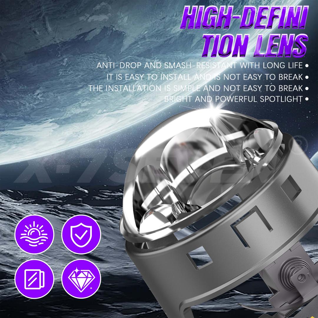 X-7SEVEN A03 12V Bi-LED Projector Lens 3'' Auto Vehicle Headlight Upgrade Kit with Canbus Decoder