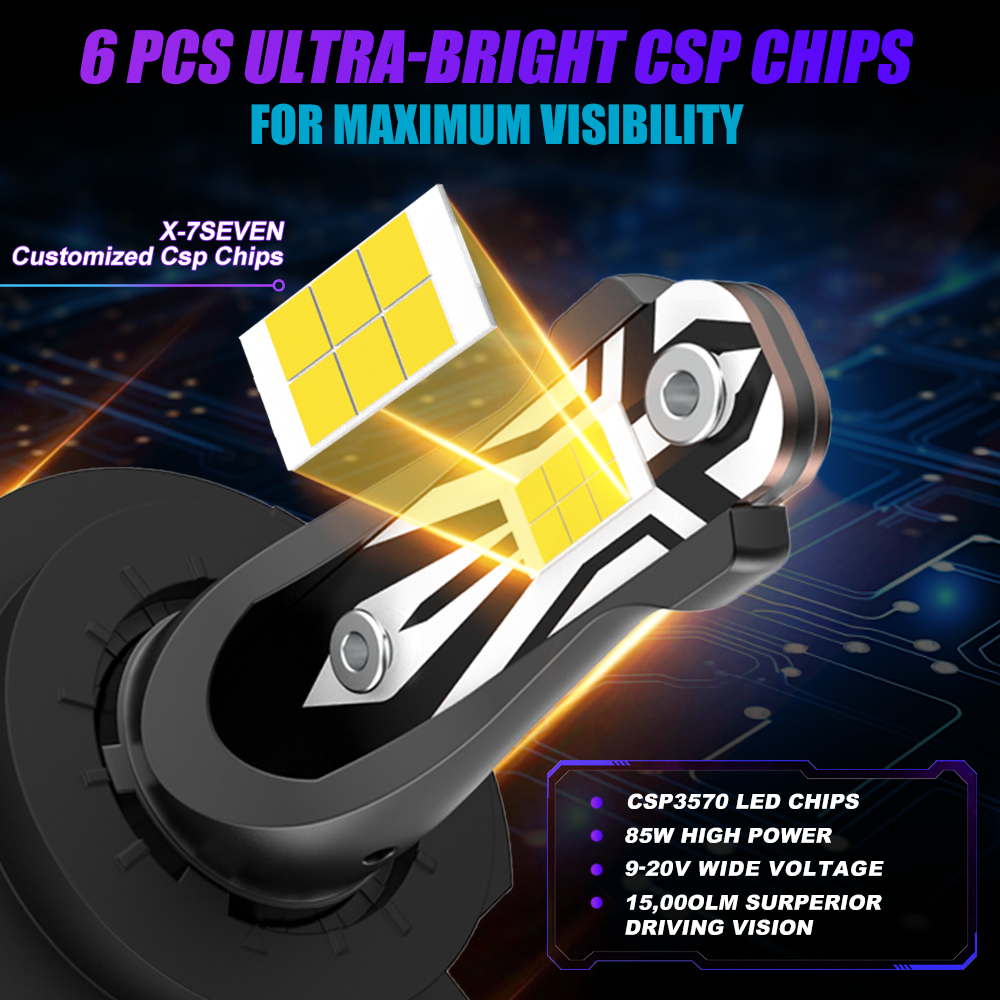 X-7SEVEN New Design X-Lumos Series 6500K/3000K 85W 20000LM H4 H13 Led Car Headlights Super Bright Car Halogen Headlight H7 LED Car Light