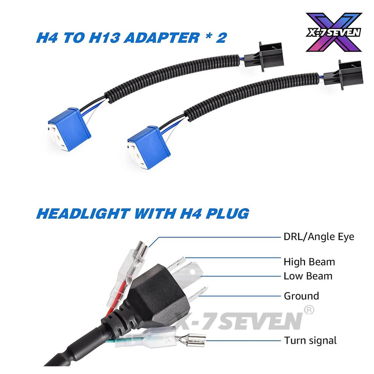 X-7SEVEN 7 Inch 90W Round Halo Ring Jeep Headlights With Amber Turn Signal - DLX0021