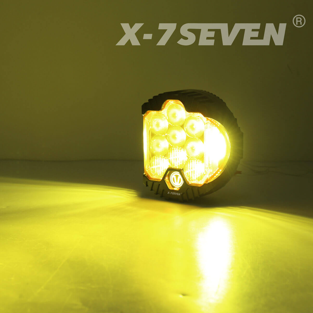 X-7SEVEN 7 Inch 80W 8000LM High Power Side Shoot Combo Beam Round Yellow Led Driving Light With DRL - DLX0025