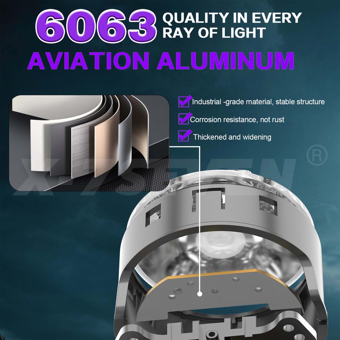 X-7SEVEN A04 Durable Aluminum Bi-LED Projector Lens 3'' with Cooling Fan Headlight Retrofit for Distributors