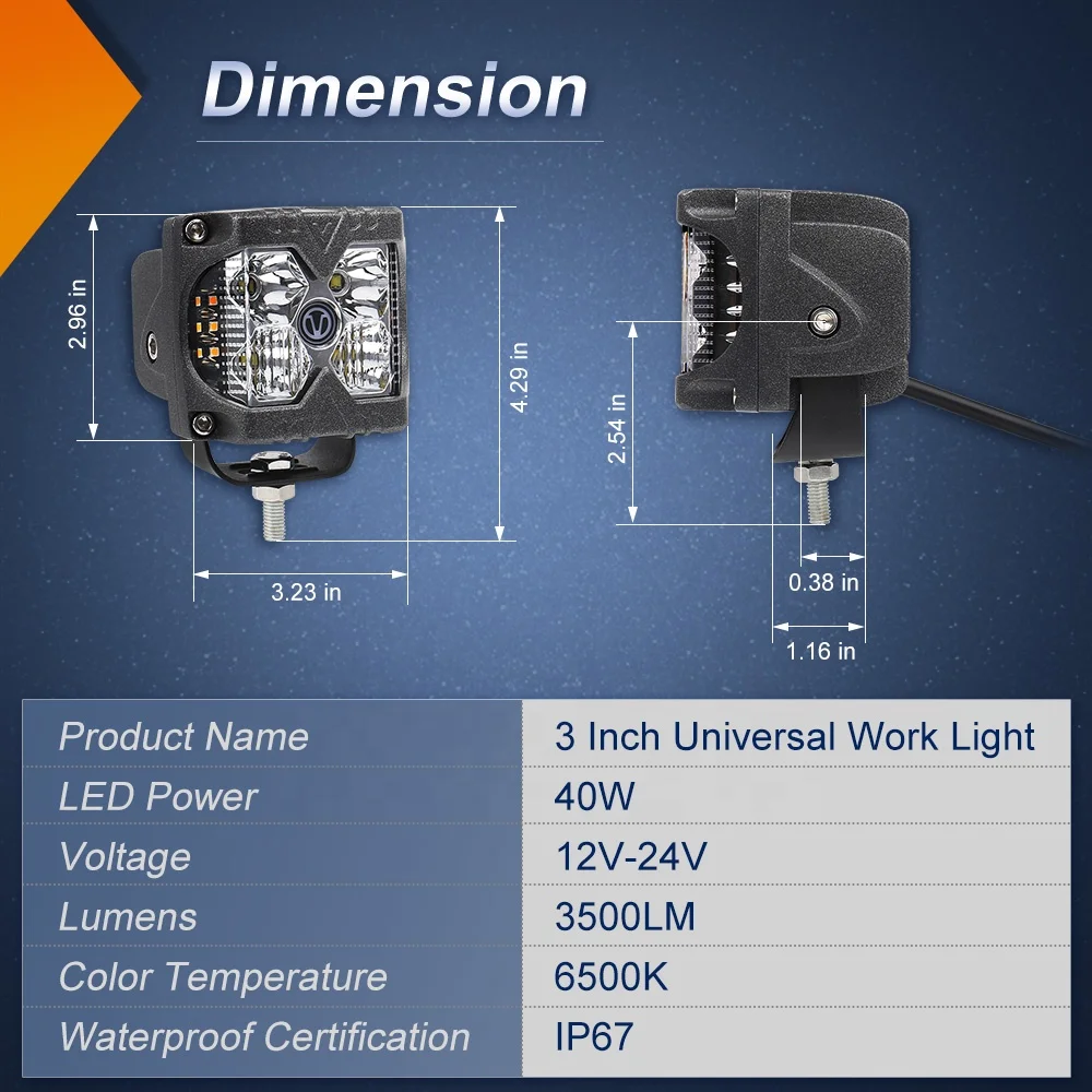 X-7SEVEN 3" 40W White Spot Beam Led Work Light With DRL - WLXCL13