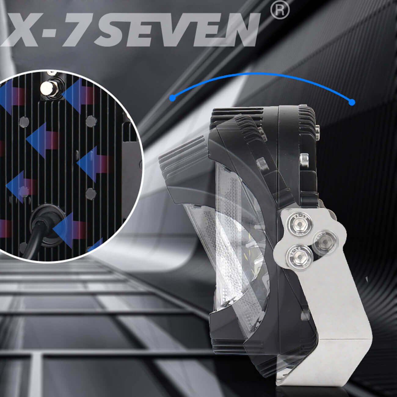 X-7SEVEN 7 Inch 80W 8000LM High Power Side Shoot Combo Beam Round White Led Driving Light With DRL - DLX0024