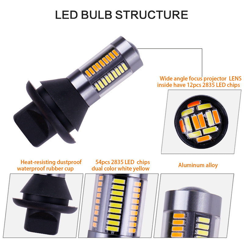 X-7SEVEN Dual Color X-L06 Series 60W 3156 7440 7443 1156 T20 Amber/White Switchback Turn Signal Bulb Universal Fit
