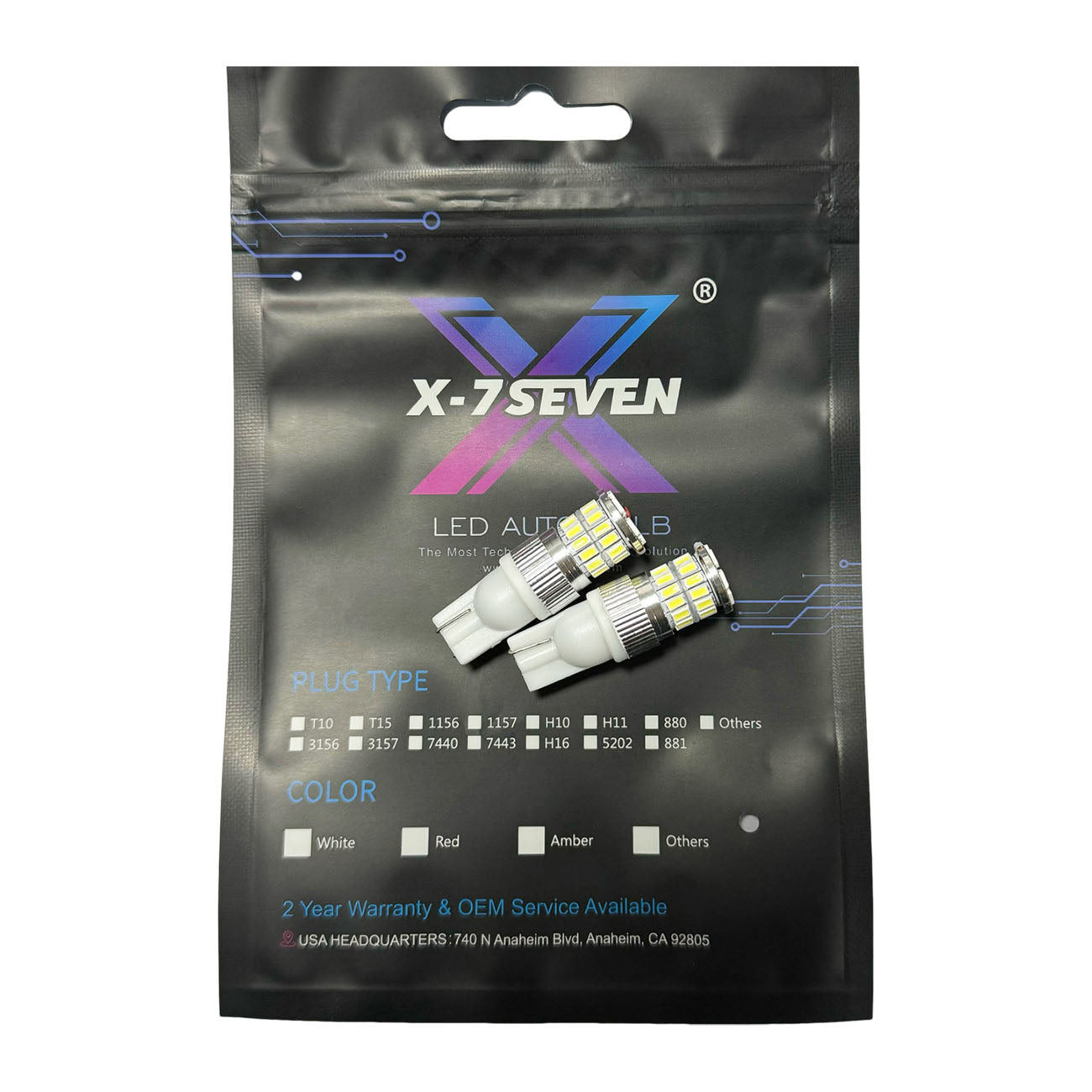 X-7SEVEN 360° Beam X-T10E Series T10 W5W White LED Dome Light Bulbs with Universal Adapter