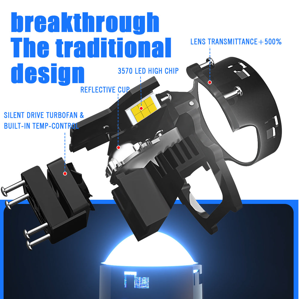 X-7SEVEN A98 OEM/ODM 3 Inch Bi-LED Projector Lens Customizable Headlight Assembly with Laser for Aftermarket Upgrade