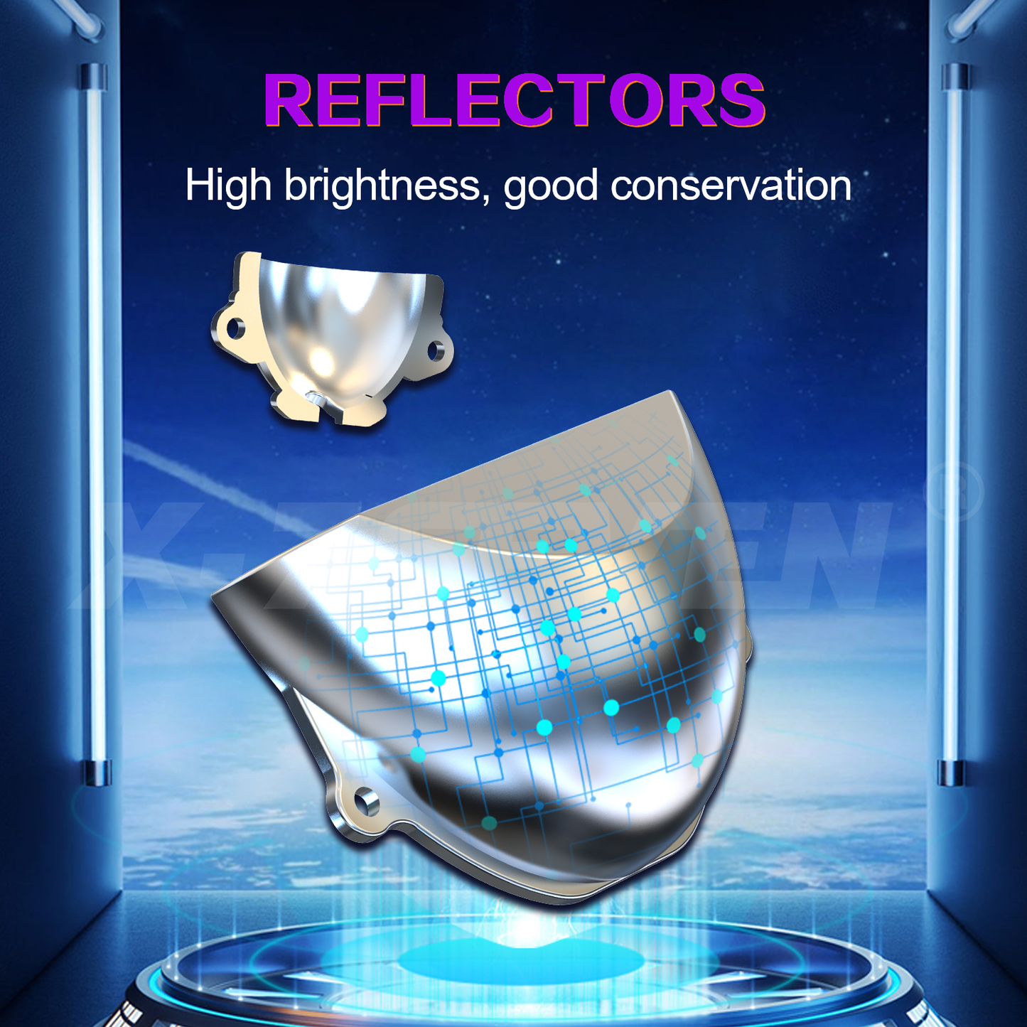 X-7SEVEN A01 High Output 3 Inch Bi-LED Projector Lens Driving Light Headlamp System for Modified Vehicles