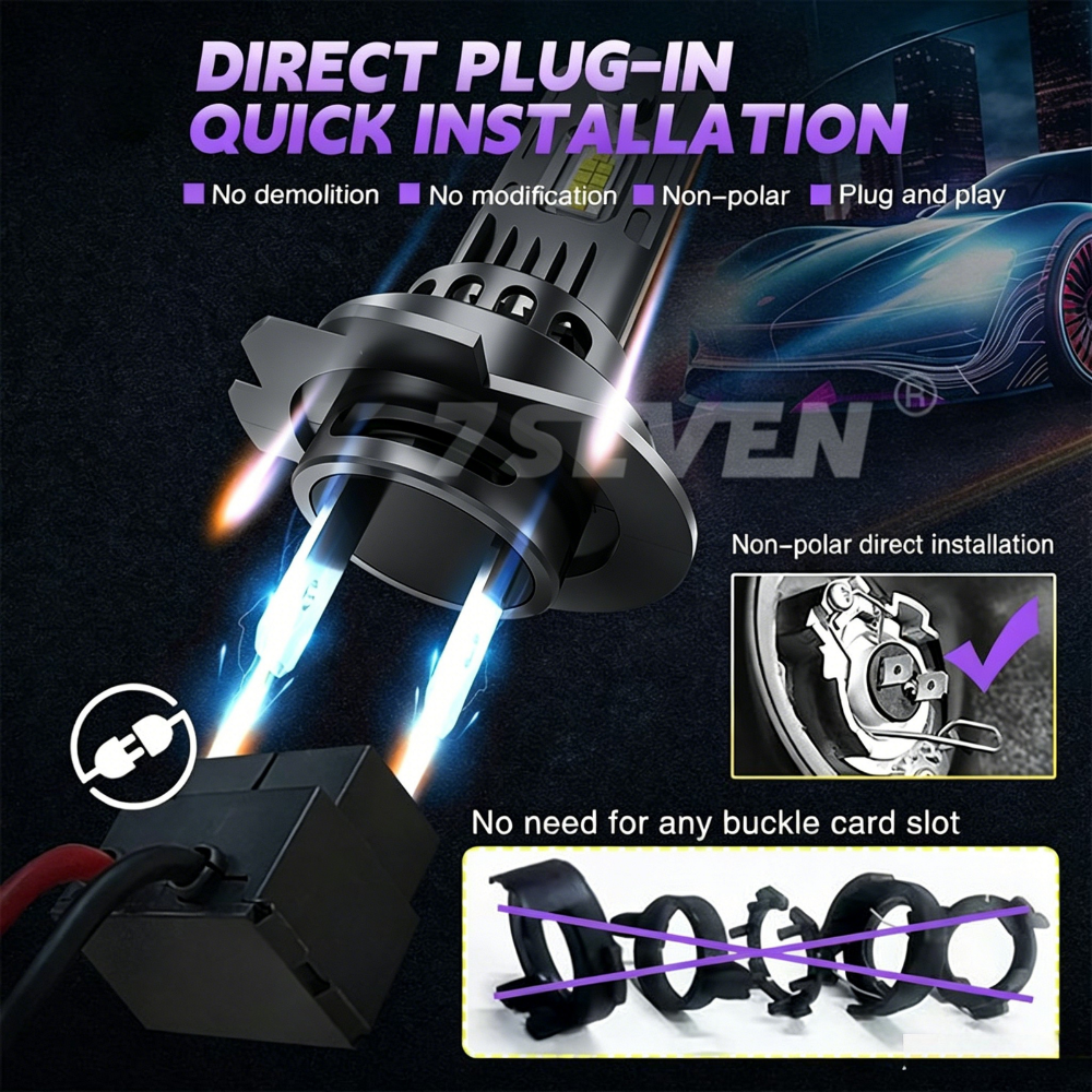 X-7SEVEN 2026 New Version X-NANO Series 70W 20000LM 1:1 Size H4 H7 H11 9005 9006 LED Headlight Bulb