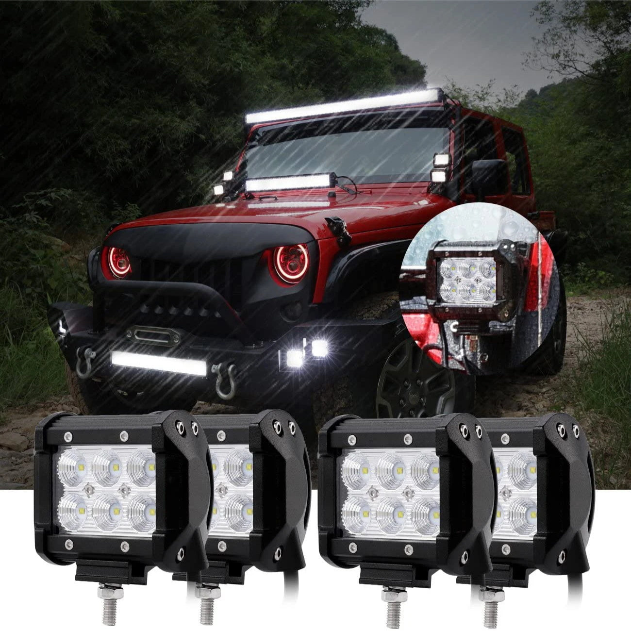 X-7SEVEN 4 Inch 18W White Flood Beam Spot Beam Led Work Light - WLXCL01