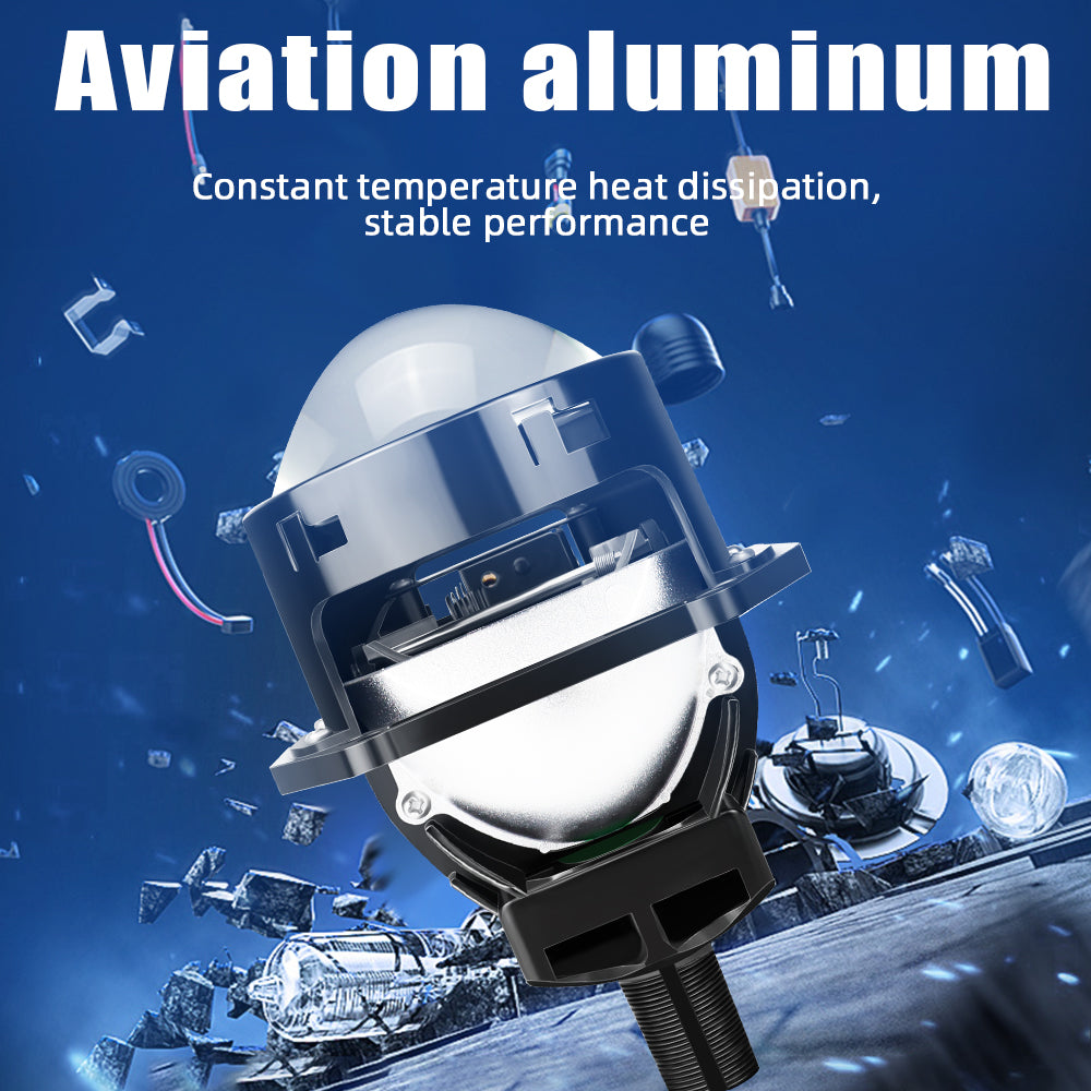 X-7SEVEN A99 Universal 3 Inch Mini Bi-LED Projector Lens High Power Low Beam Headlight with Fan Easy Install