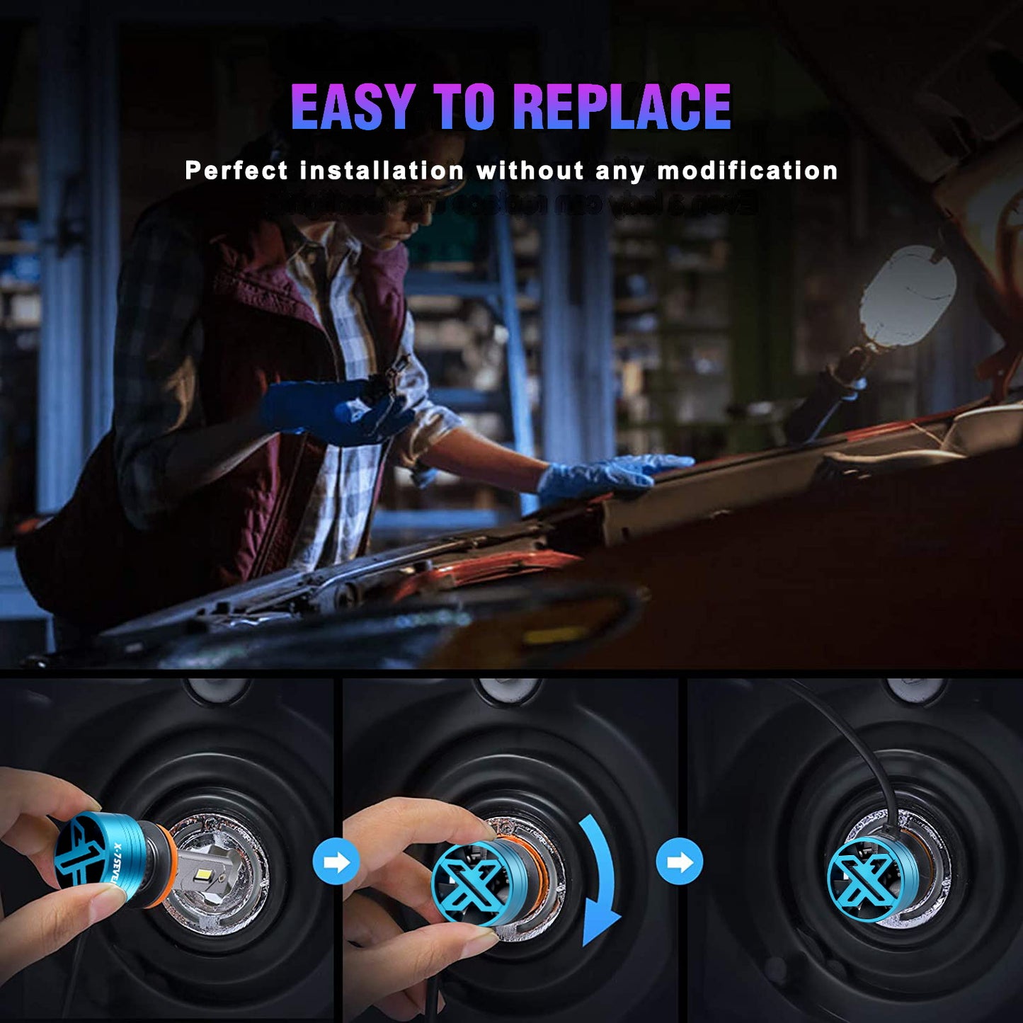 X-7SEVEN 2025 Enhanced Decoder Apollo 6500K Conversion Kit Faro Led H7 140w 28000lm 24V for Universal Cars Trucks