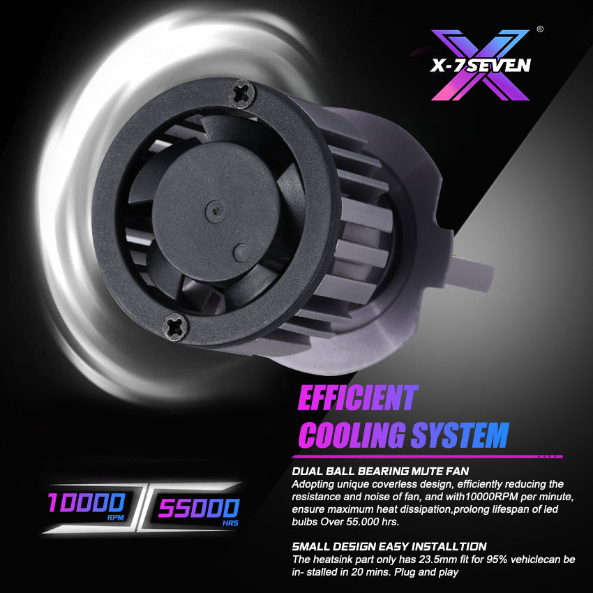 X-7SEVEN OEM Ultra-Bright X-T2 Series 72W 10000LM H8 H9 LED Fog Lights High Low Beam for All-Weather Performance