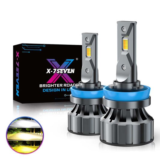 X-7SEVEN Triple Color X-T1 Plus Triple Series 3000K/4300K/6000K 85W 8500LM Light Car Headlight H7 H1 H3 9005 9006 LED Fog Lights