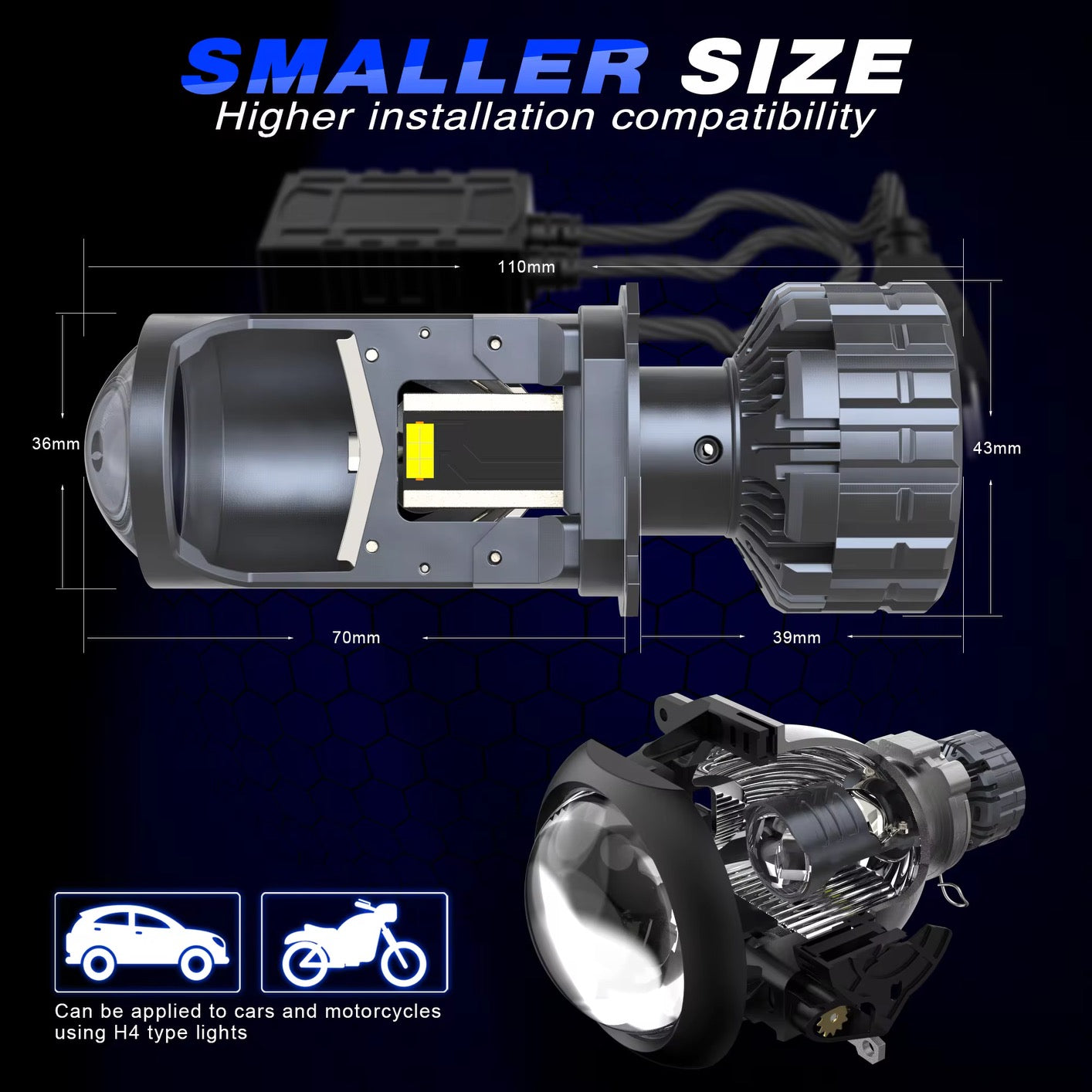 X-7SEVEN Beam-Focused X-Lumino Plus Series 140W 14000LM LHD H4