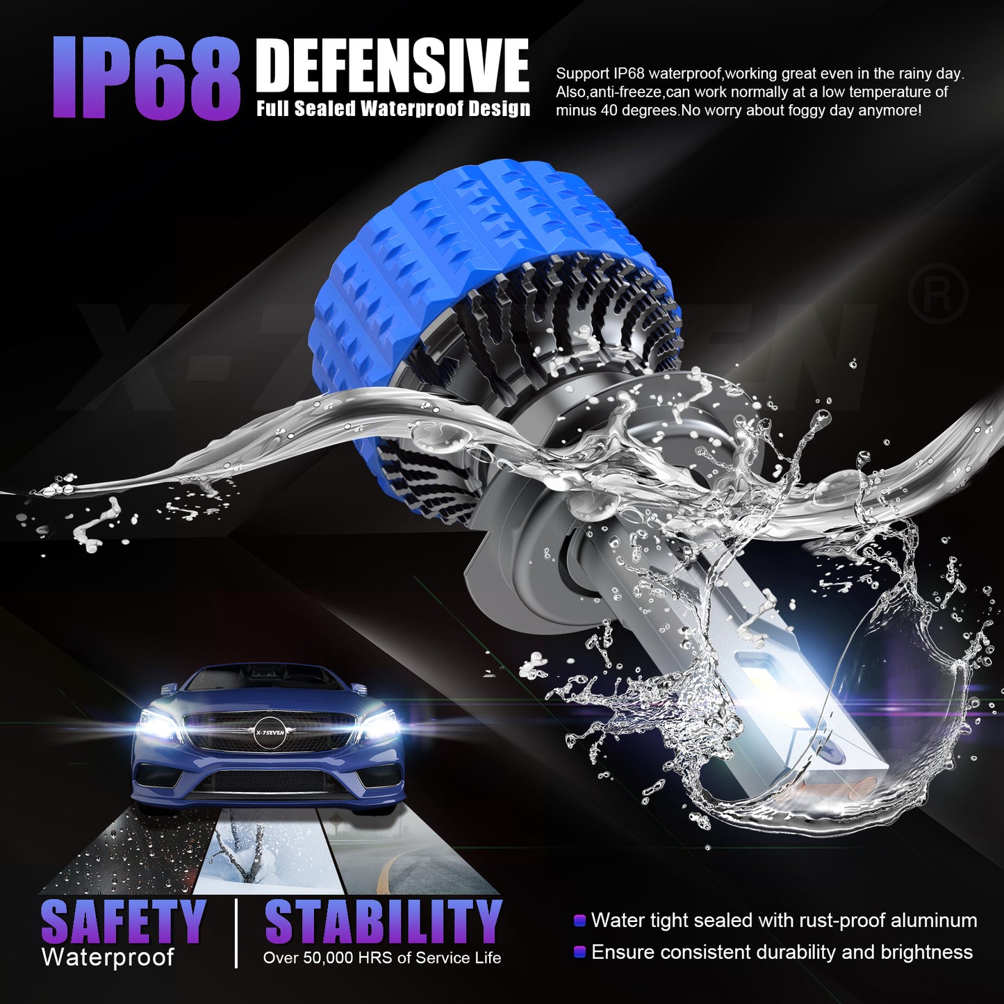 X-7SEVEN OEM Factory Wholesale X-Ultra Series 130W 24000LM Double Copper Tubes Automobiles Headlamp With Canbus Led Headlight Bulb