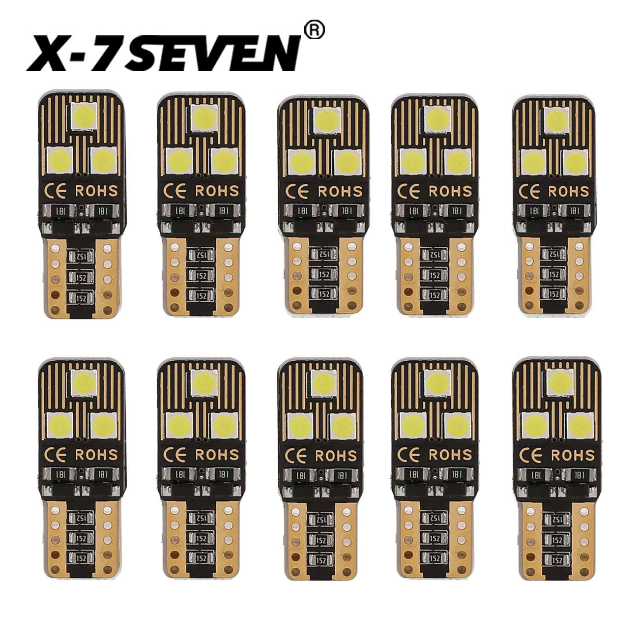 X-7SEVEN Plug&Play X-T10B Series T10 194 LED Bulbs for Glove Box Lights Tool-Free Installation