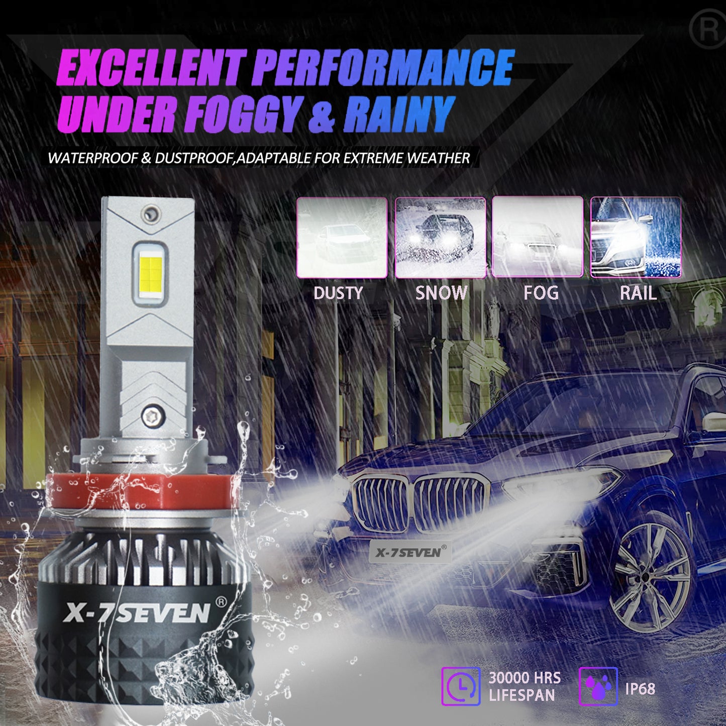 X-7SEVEN Premium Quality X-Zeus Pro Series 170W 35000LM H4 H7 H1 High Low Beam Faro Led Auto LED Headlight Bulb