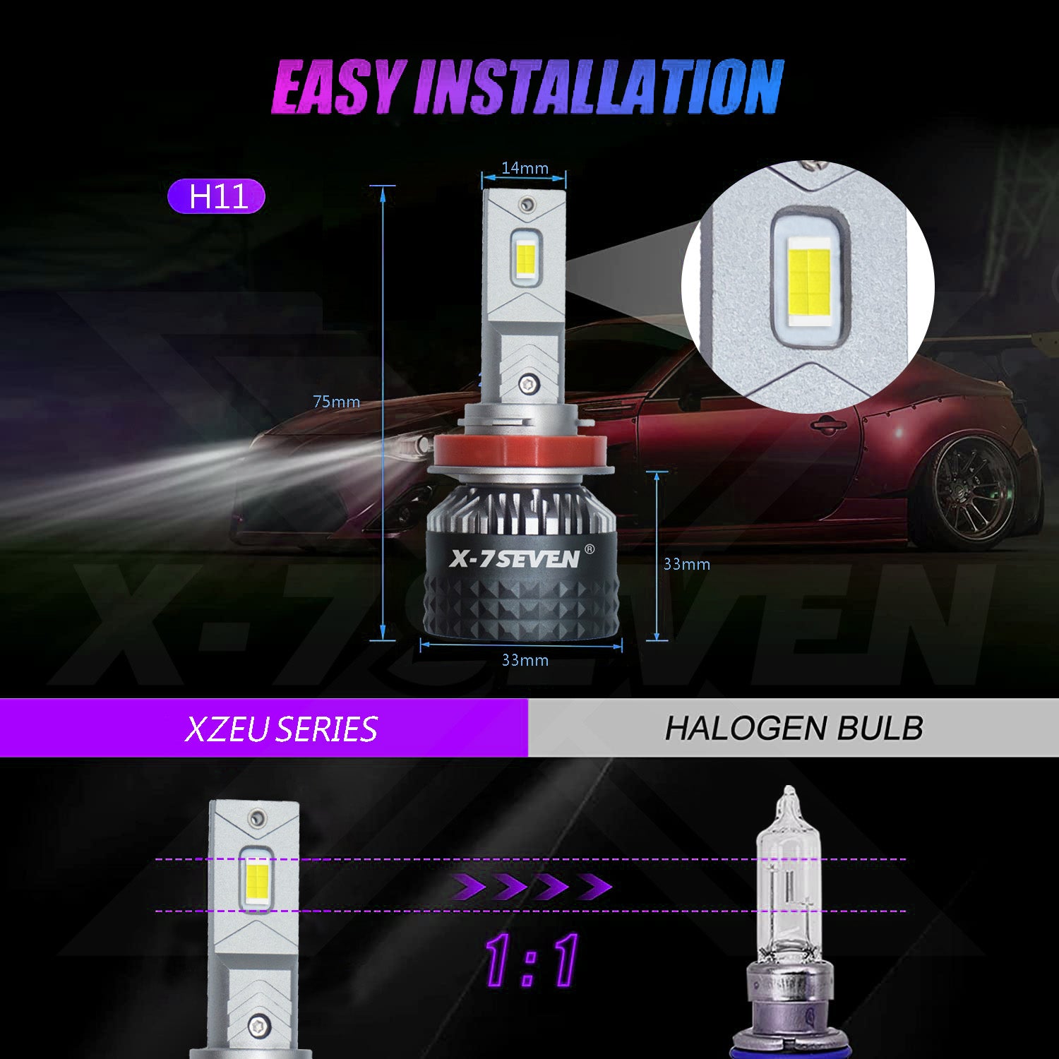 X-7SEVEN Premium Quality X-Zeus Pro Series 170W 35000LM H4 H7 H1