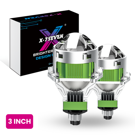 X-7SEVEN A02 3'' Bi-LED Projector Lens Customizable Lighting Assembly H4 H7 Universal Auto Headlight Upgrade