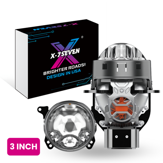 X-7SEVEN A04 Durable Aluminum Bi-LED Projector Lens 3'' with Cooling Fan Headlight Retrofit for Distributors