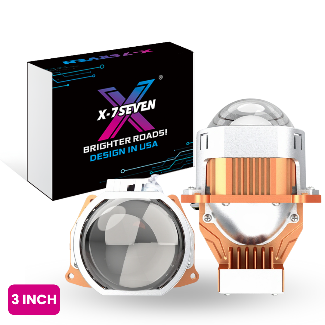 X-7SEVEN A100 Bi-LED Projector Lens 3.0 Inch Super Bright Dual Beam Headlight Upgrade Kit for Auto Car Lighting